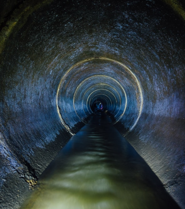 interior view of water pipeline 